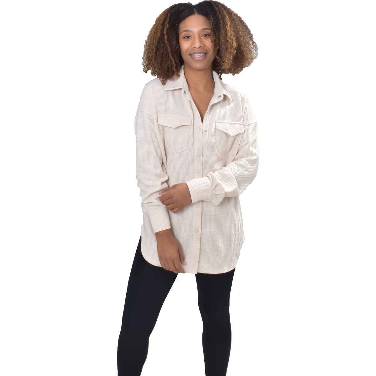 90 Degree Women's Waffle Shacket