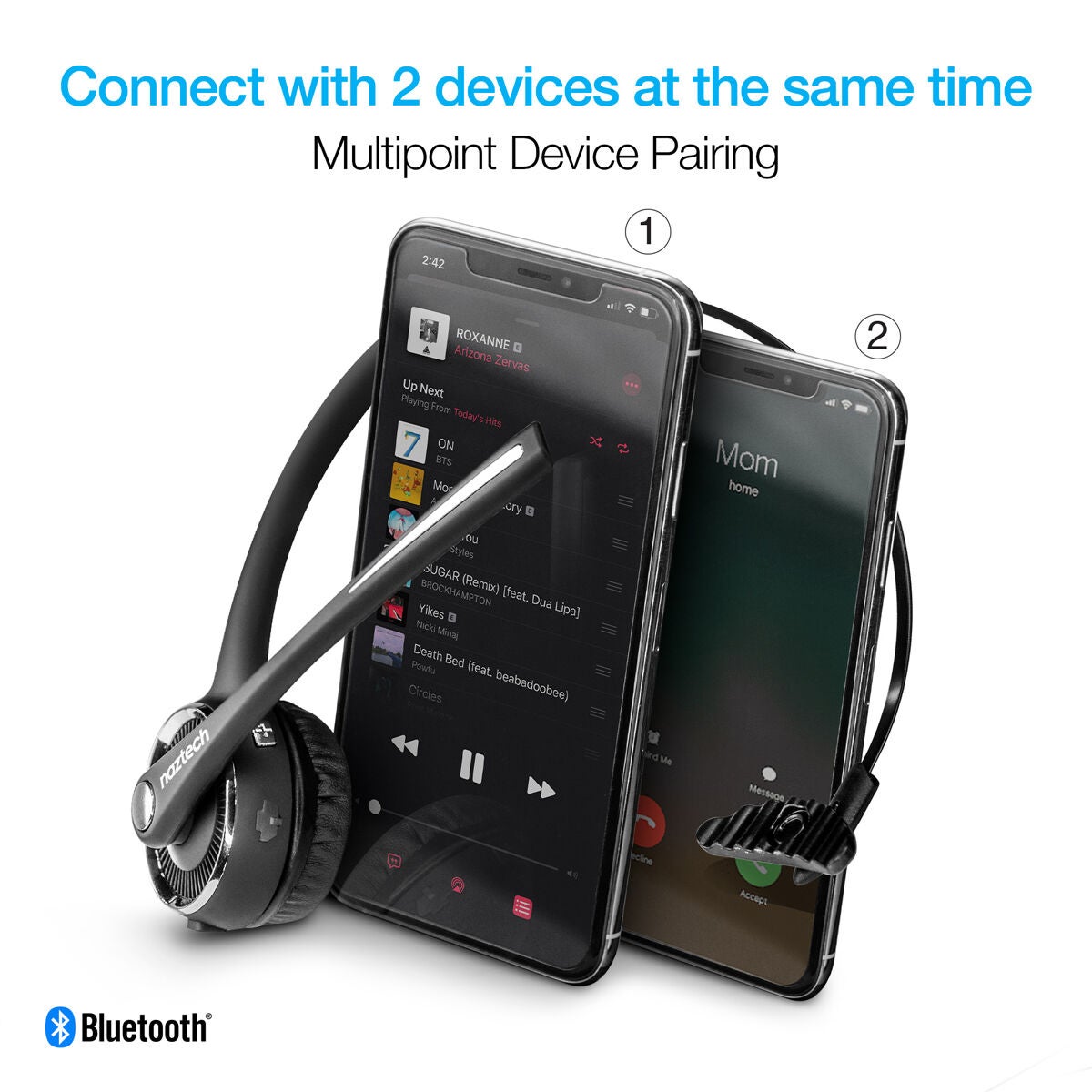 Naztech N980 BT Over-the-Head Headset with Charging Base