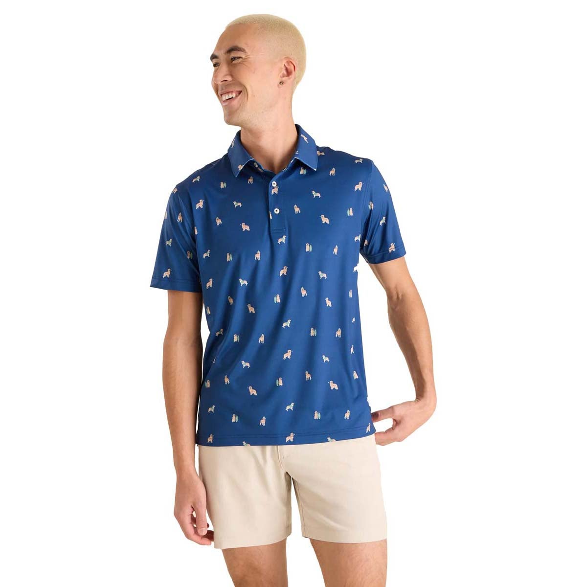 Chubbies Men's Barkin' Up Men's Wrong Tree Performance Polo - Navy