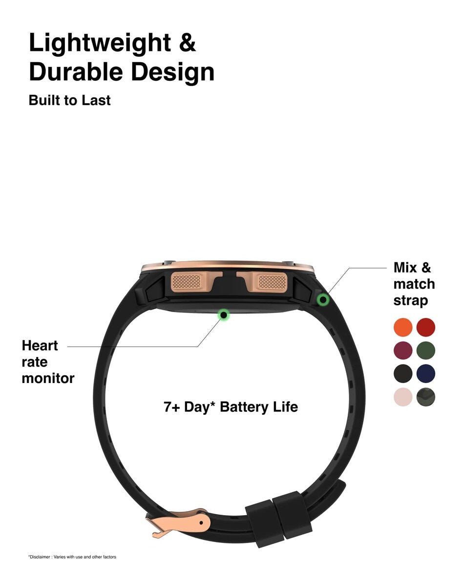 Itouch Explorer Smartwatch: Rose Gold Case with Black Silicone Strap