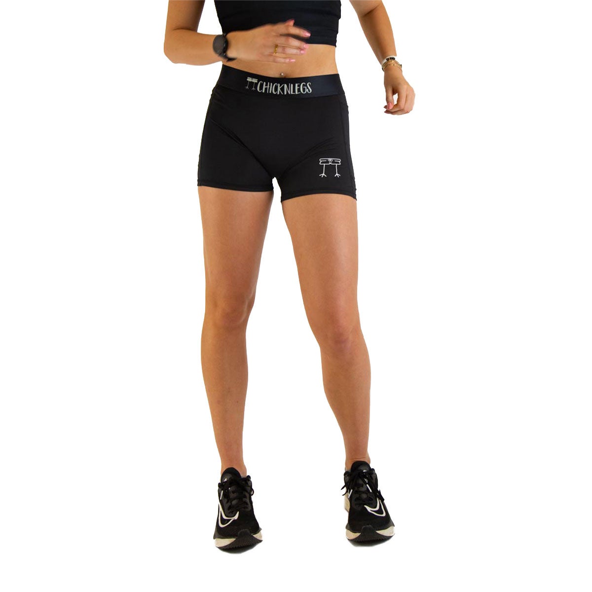 Chickn Legs Women's 3" Compression Shorts Black