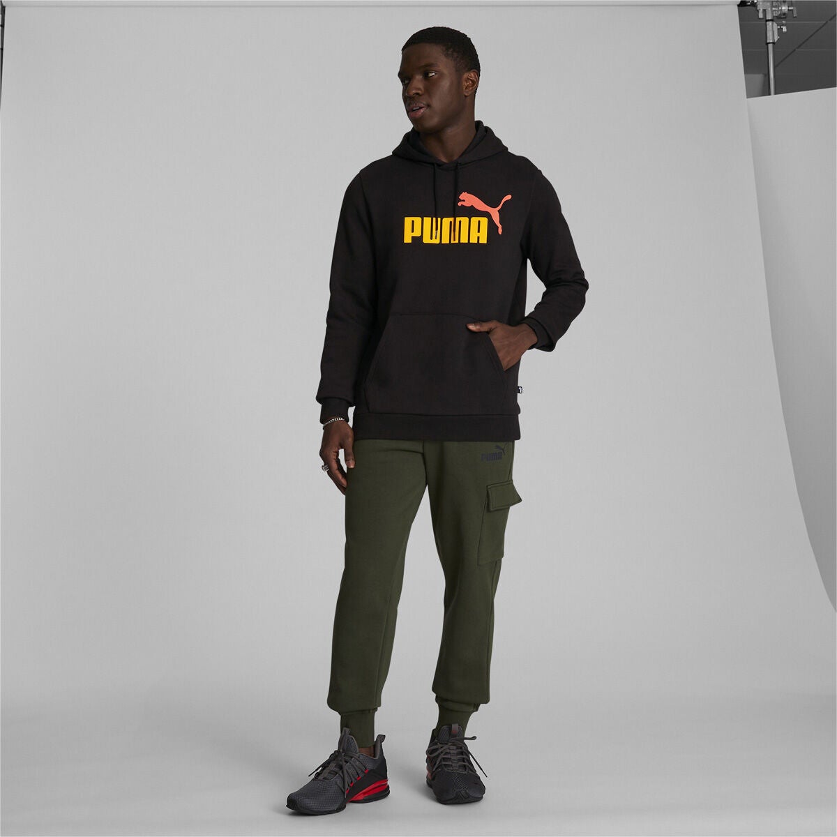 Puma Men's ESS+ 2 Col Big Logo Hoodie Fleece Us Athletic Apparel