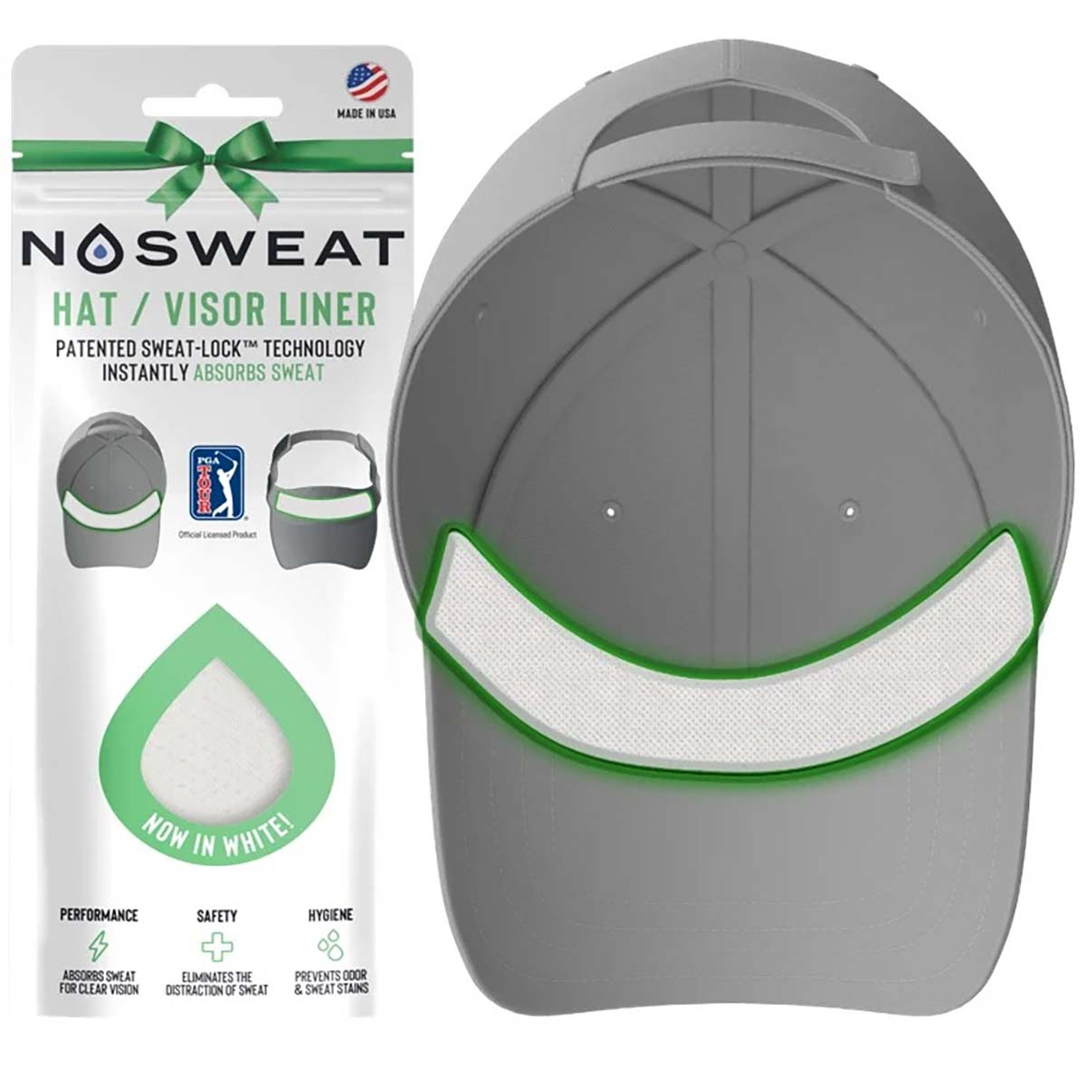 Nosweat PGA Tour Visor White Sweat Liners - 6 Pack