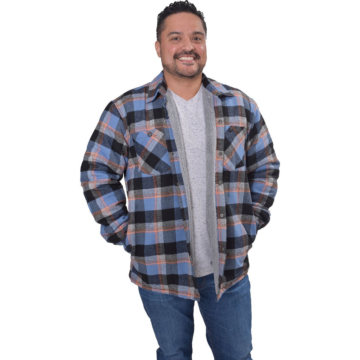 Flint Workwear Men's Sherpa Plaid Flannel Jacket