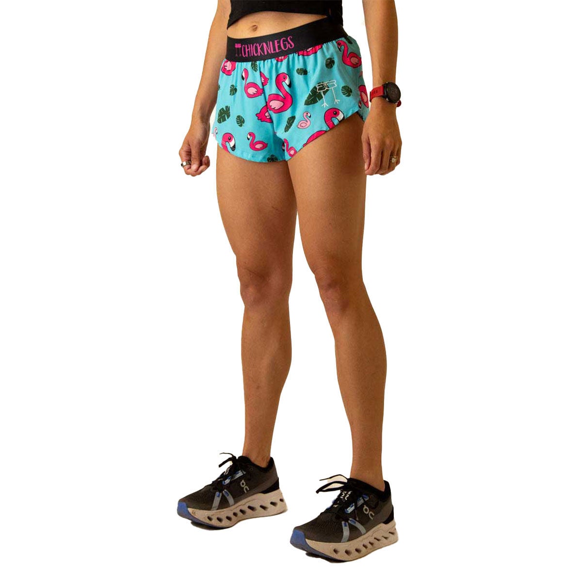 Chickn Legs Women's 1.5" Shorts Blue Flamingo