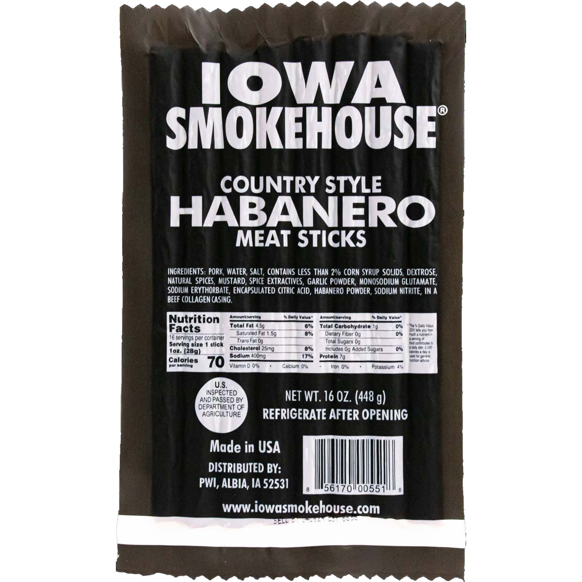Iowa Smokehouse 16oz Habanero Meat Sticks