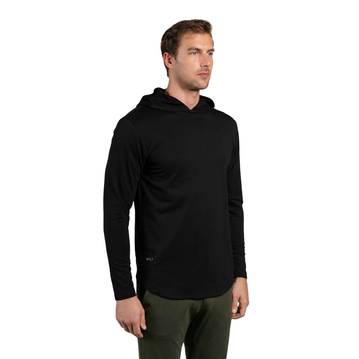 Bylt Men's Hooded Drop-Cut Long Sleeve Shirt