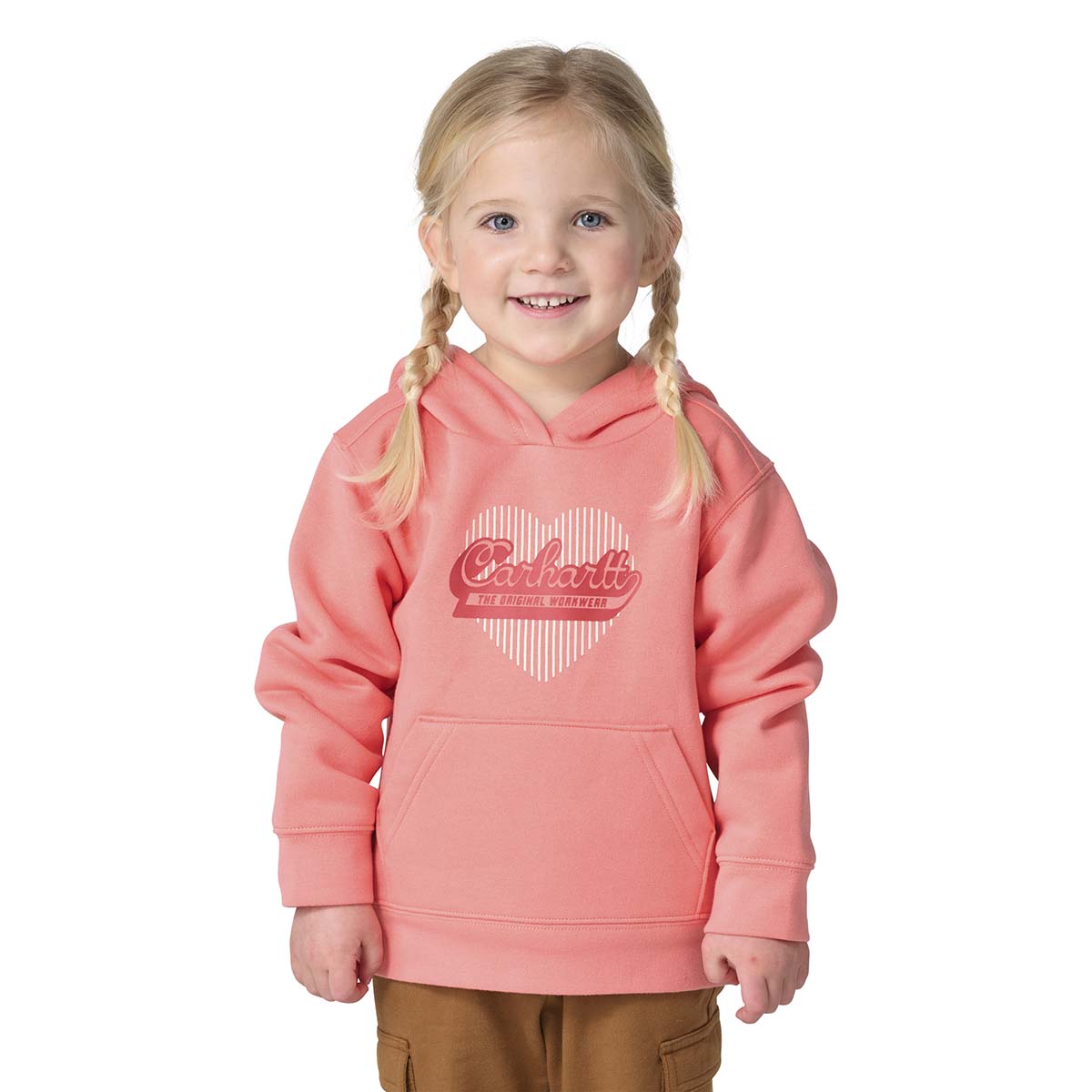 Carhartt Girl's Toddler Shell Pink Long Sleeve Heart Logo Sweatshirt