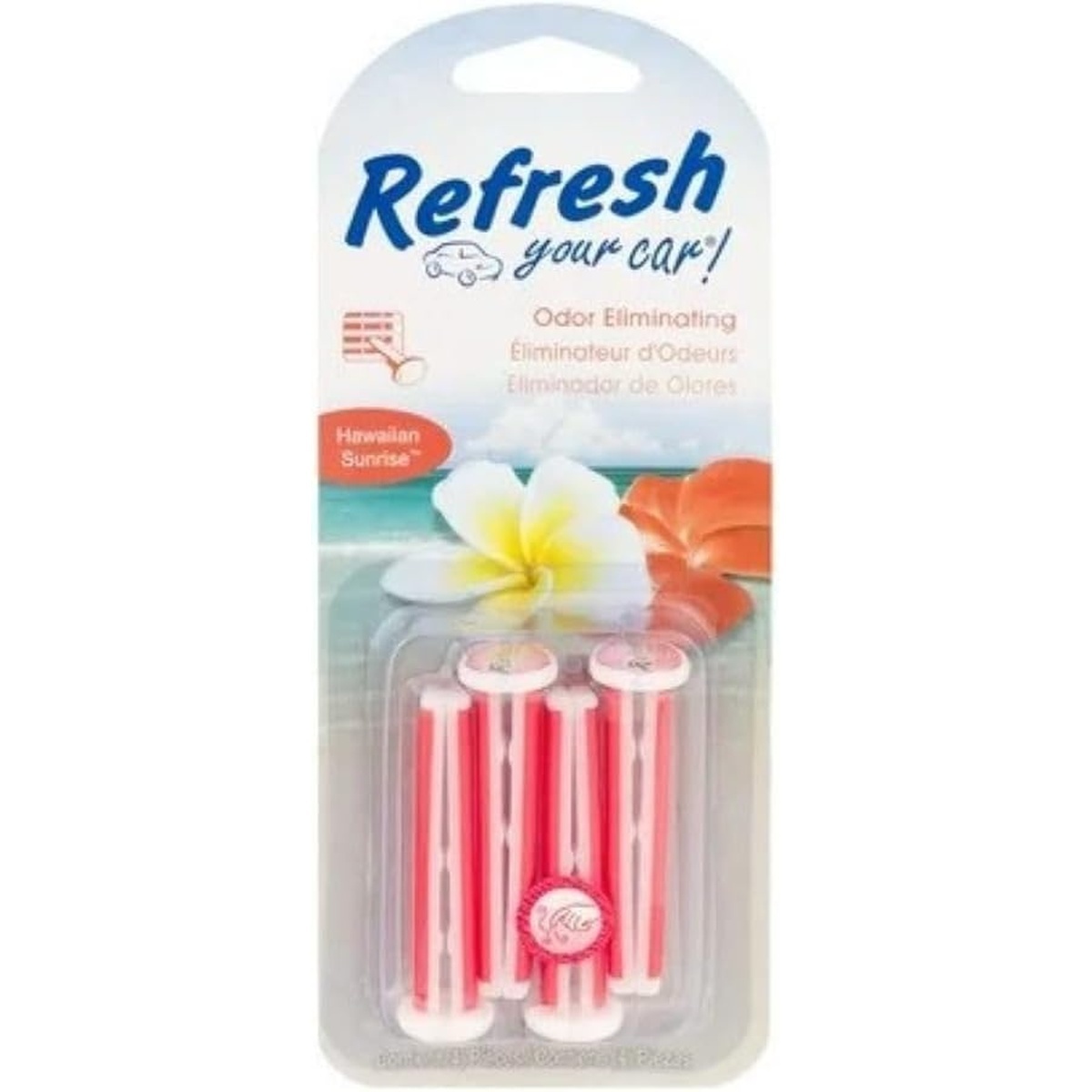 Refresh Hawaiian Sunrise Odor Eliminating Auto Vent Stick 4-Pack