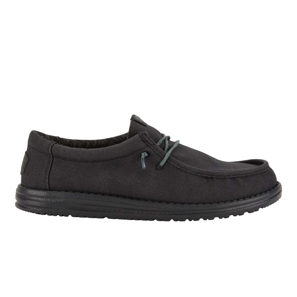 HeyDude Wally Waxed Canvas Black Shoe