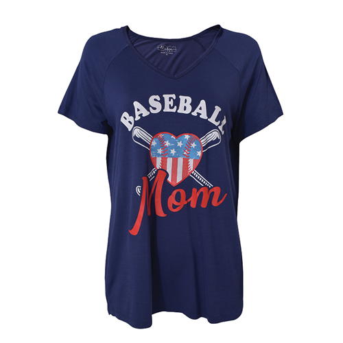 Miken Flow Women's Short Sleeve Baseball Mom With Heart Tee