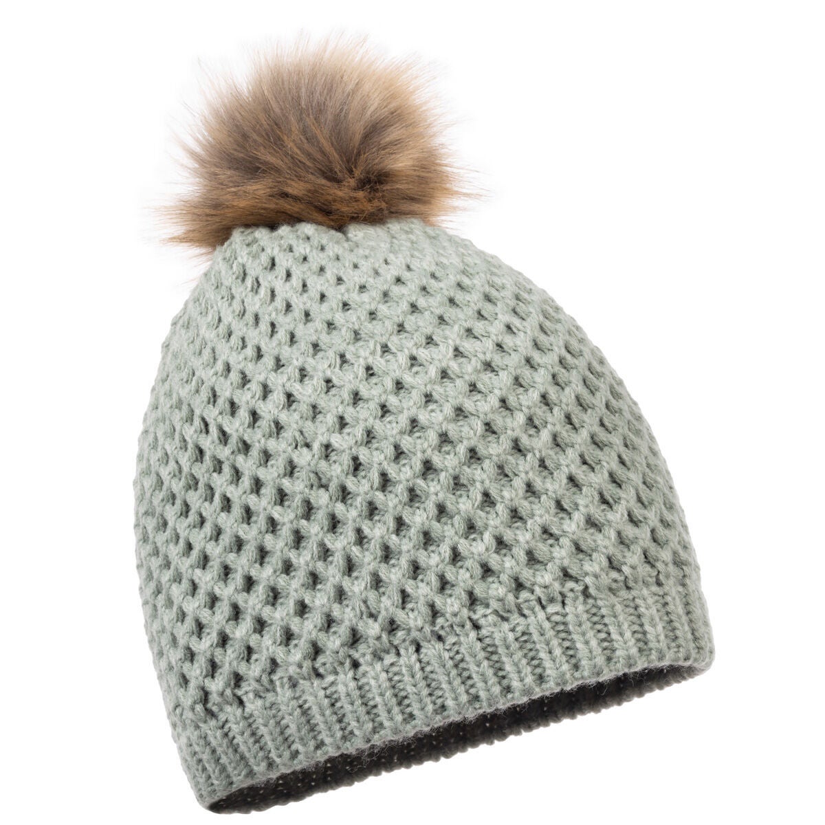 Huntworth Women's Sherpa Lined Fur Pom Beanie