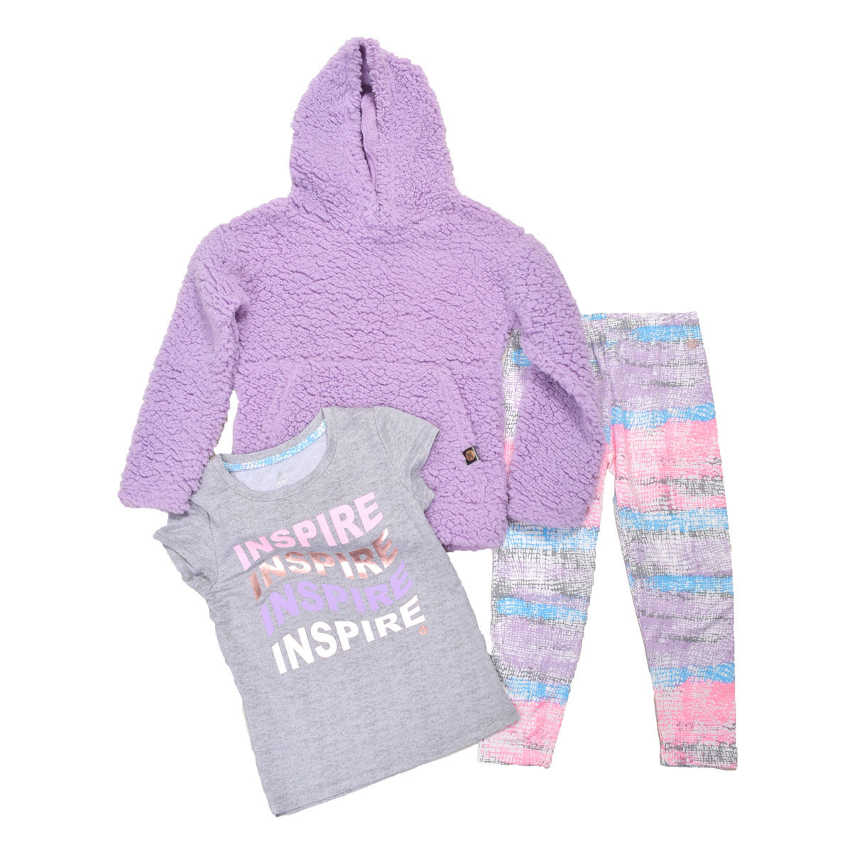 Rbx Girls' 3 Piece Solid Sherpa Fleece Set