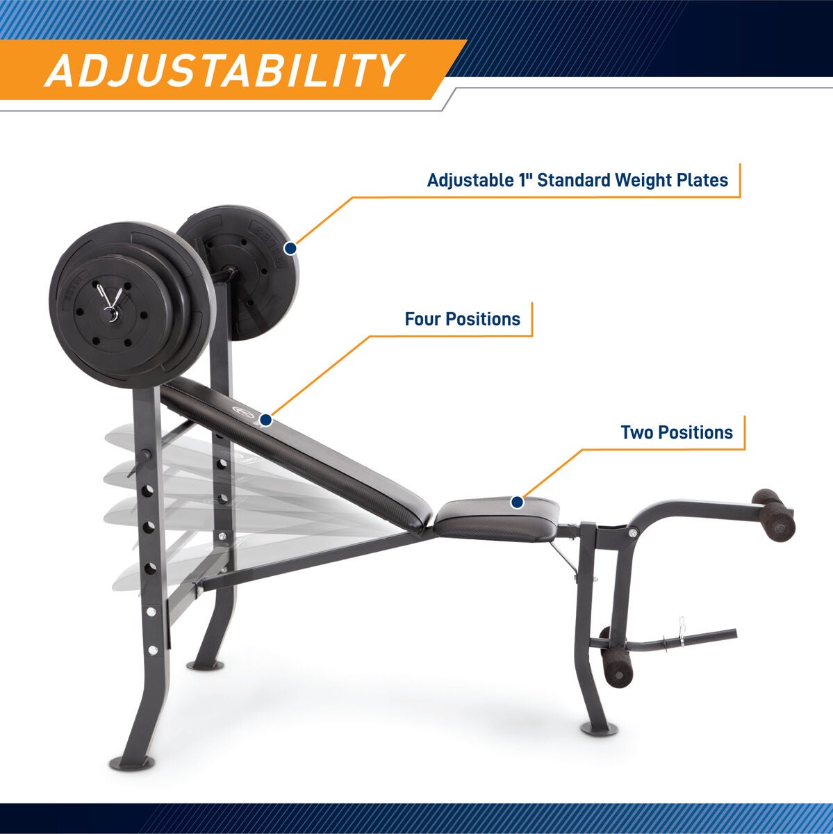 Marcy MD-2082W Mid Width Bench + 100 Weight Set