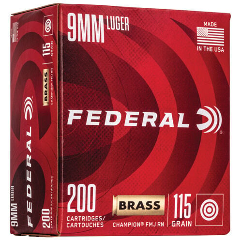 Federal 200 Count 115 Grain FMJ 9mm Ammunition