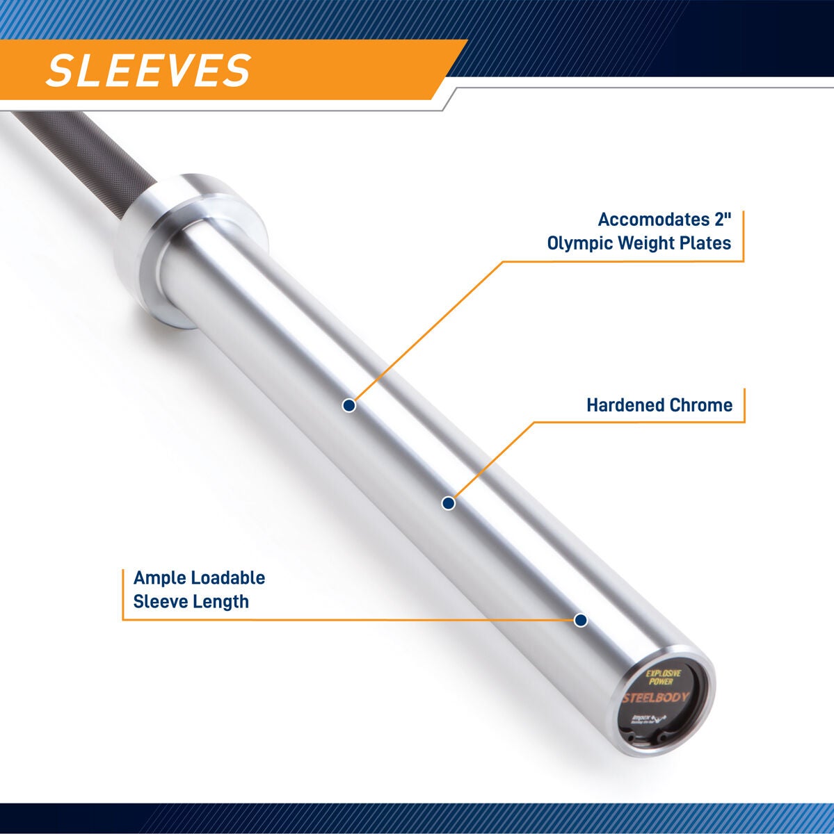 Steel Body 7' Black Chrome OLYMPIC BAR