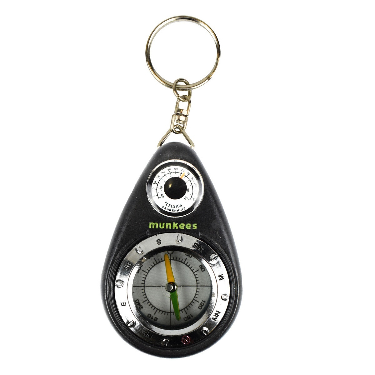 Munkee's Small Compass and Thermometer Keychain