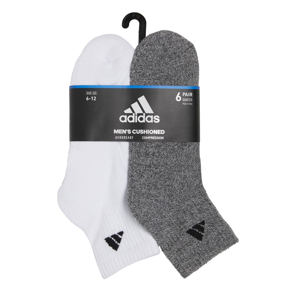 adidas Men's Athletic Cushioned 6-Pack Quarter Socks