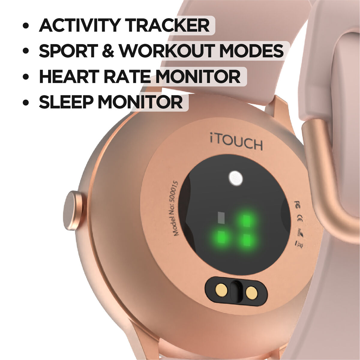 Itouch Sport 3 Smartwatch: Rose Gold Case with Merlot Strap