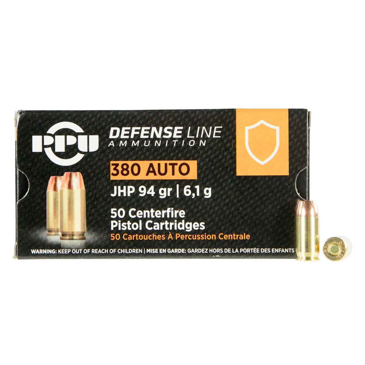 Ppu Defense Line 380 Auto (ACP) 94gr JHP Handgun Ammo