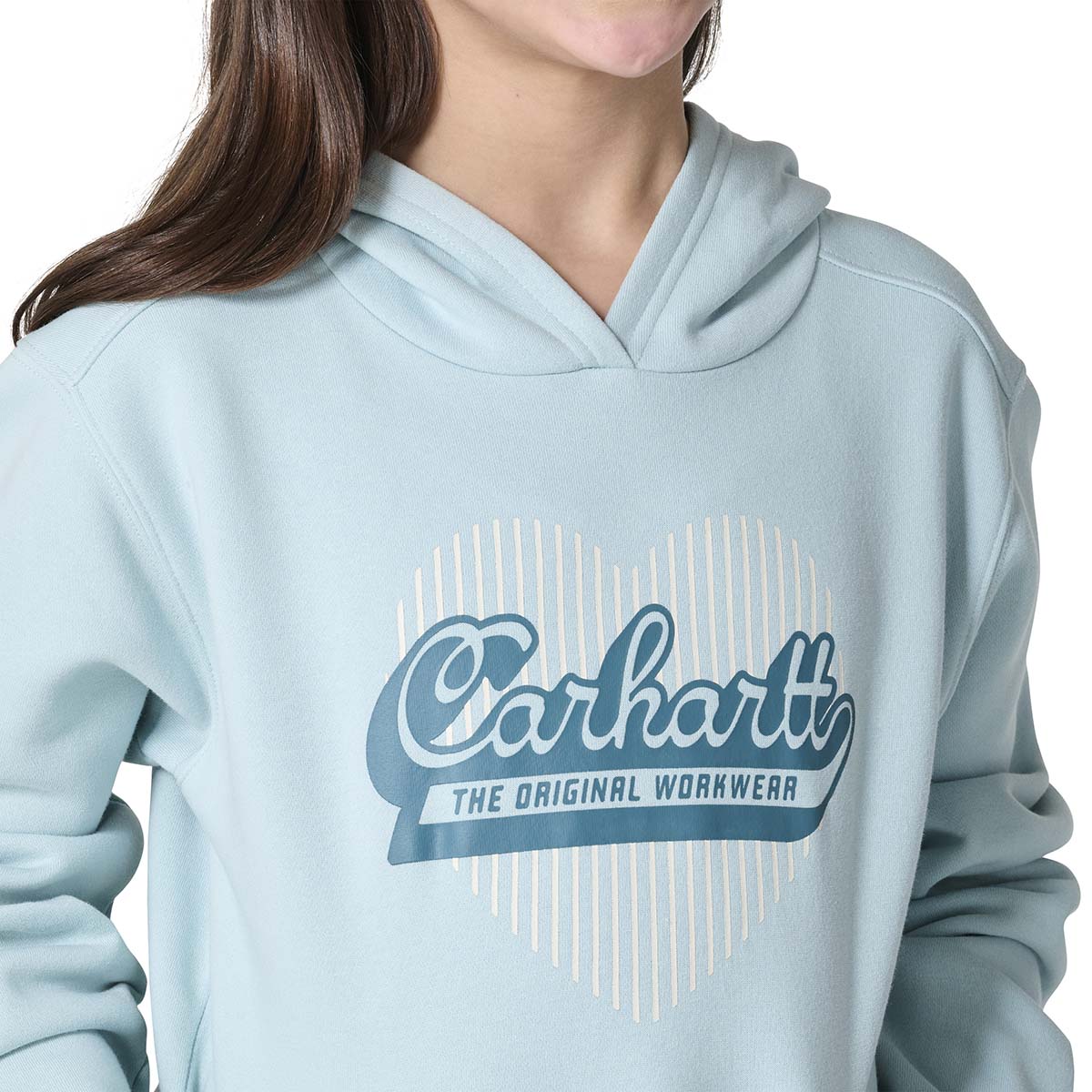Carhartt Girl's Blue Haze Long Sleeve Heart Logo Sweatshirt