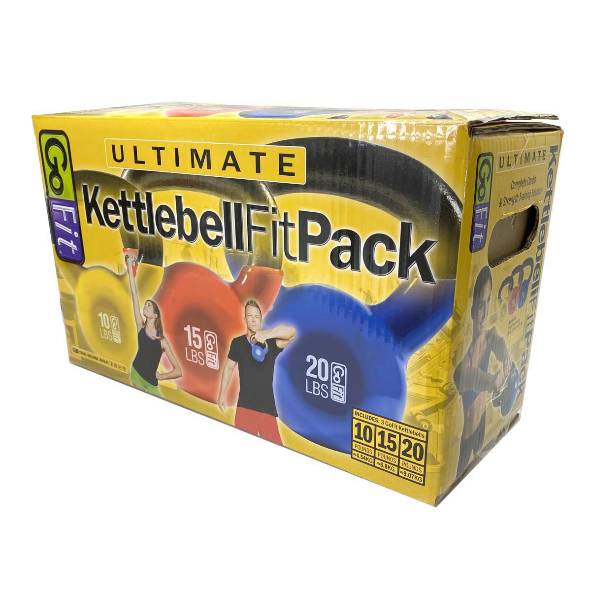 Go Fit 3pc Ultimate Kettlebell Fit Pack- 10,15 & 20LB