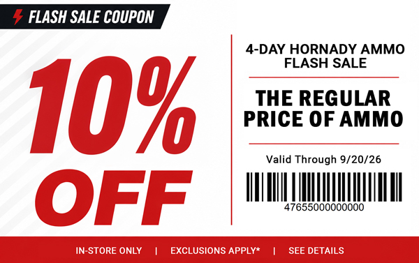 Hornady 10% off regular-price ammunition coupon