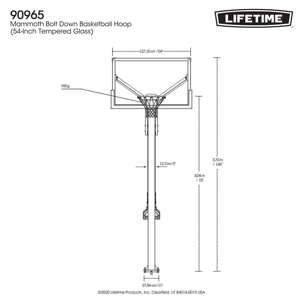 Mammoth 54" 90965 Glass In-Ground Basketball System