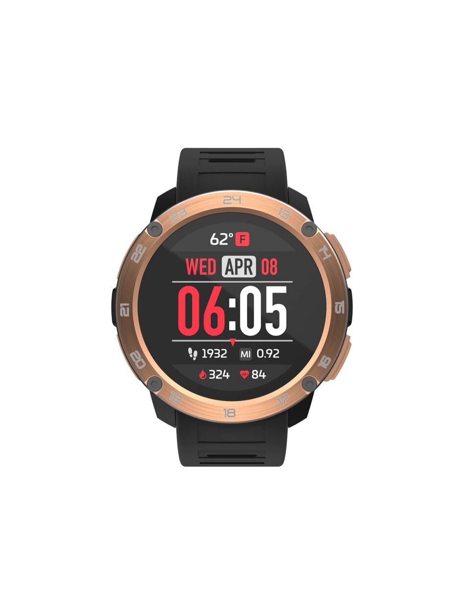 Itouch Explorer Smartwatch: Rose Gold Case with Black Silicone Strap