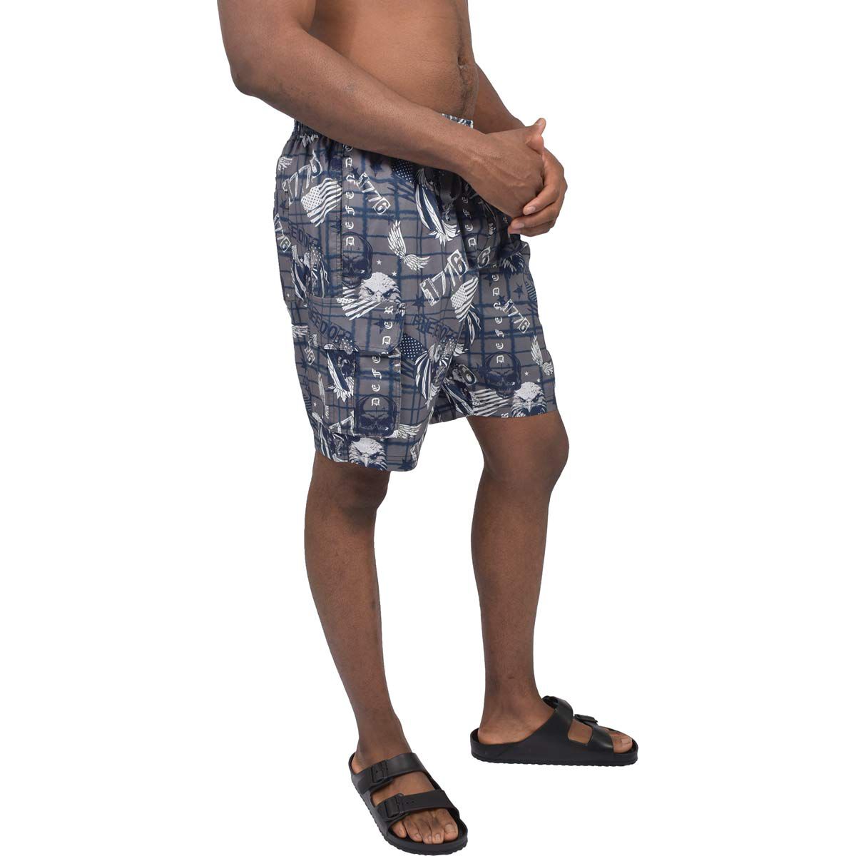 Canyon Creek Men's Black Skull and Flag 9" Swim Shorts