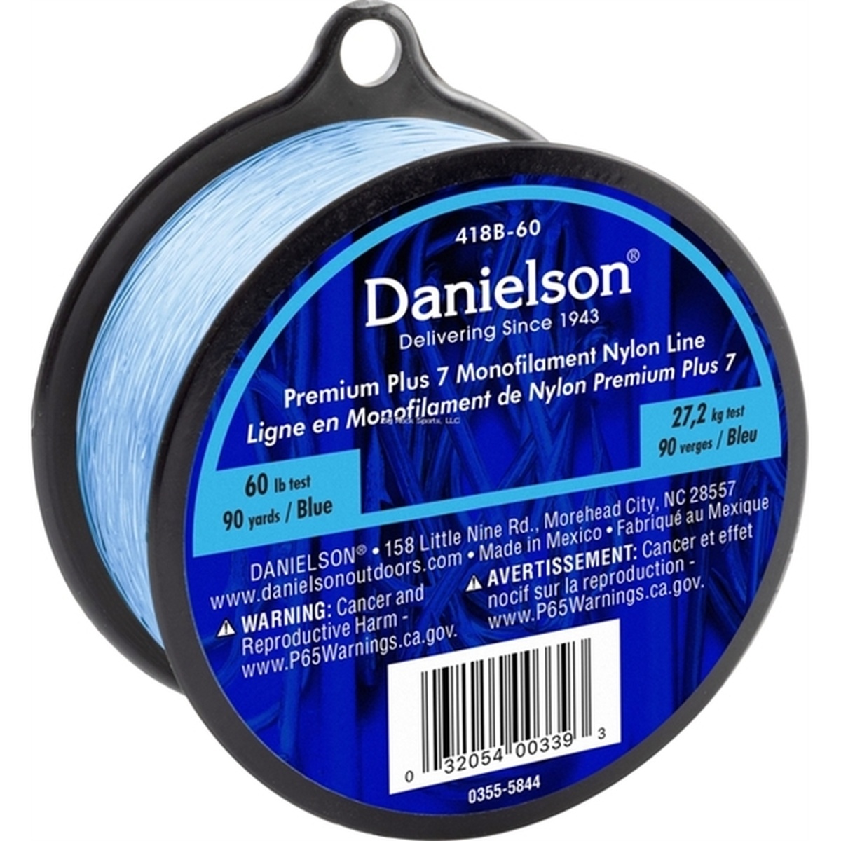 Danielson Plus 7 Premium Monofilament Nylon Fishing Line 60 lb Blue