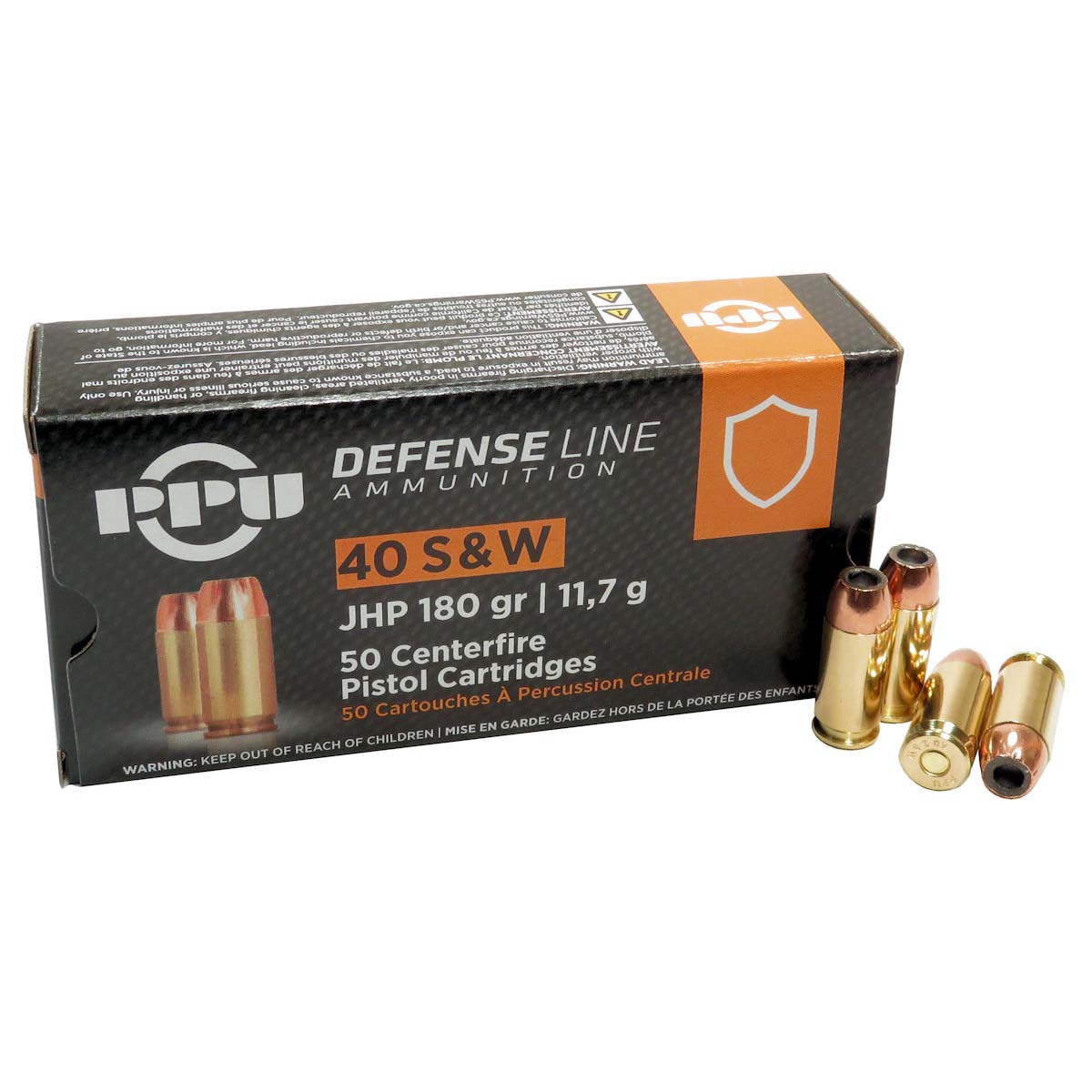 Ppu 40 S&W Ammo 180gr JHP Defense Line Ammo