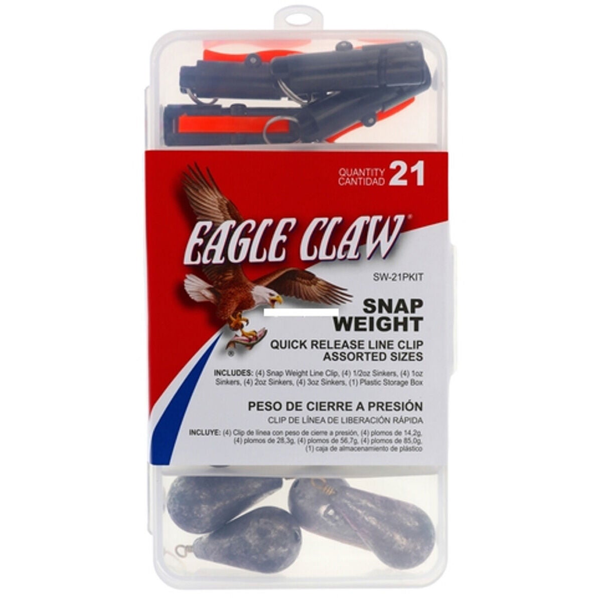 Eagle Claw Snap Weight- Quick Release Line Clip 21 piece kit