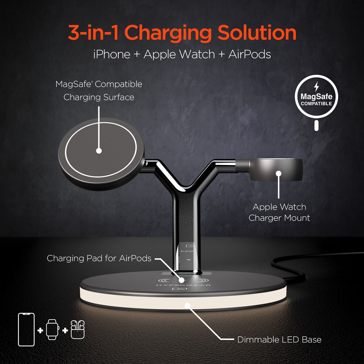 Hypergear MaxCharge 3-in-1 Wireless Charging Stand