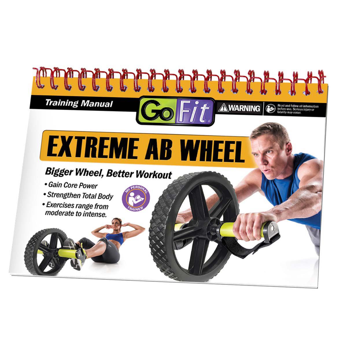 Go Fit Extreme Abdominal Wheel With Slip-Resistant Hand/Foot Handles with Training Manual