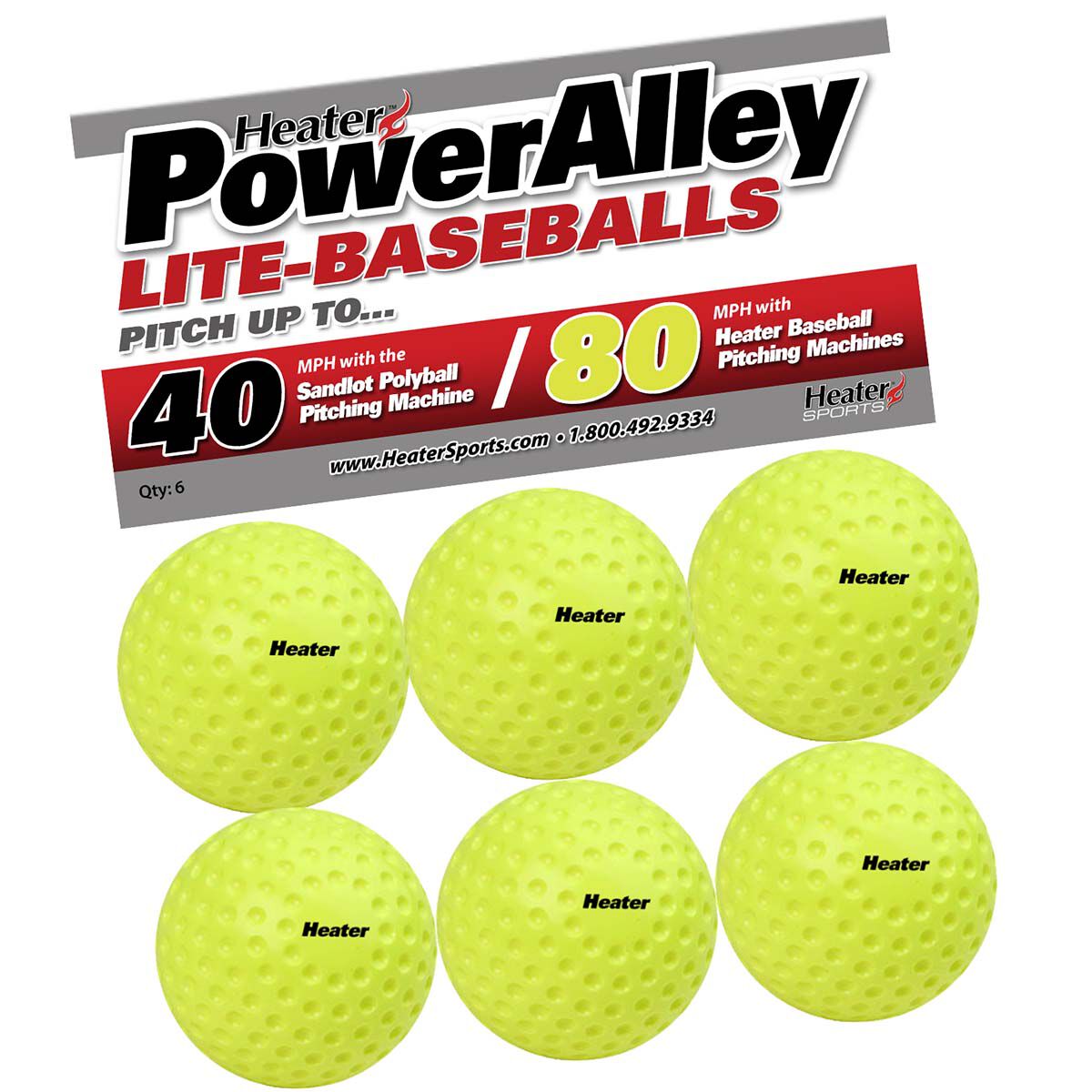 Heater Sports 12pk PowerAlley 80/Sandlot 40 MPH Lite Baseballs