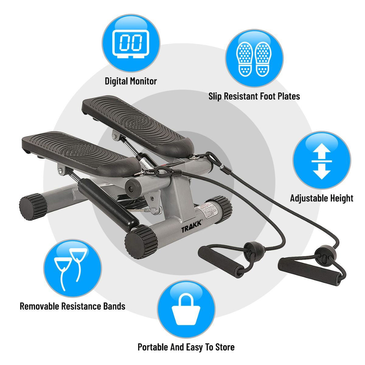 Trakk Fitness Mini Stepper w/ Resistance Bands