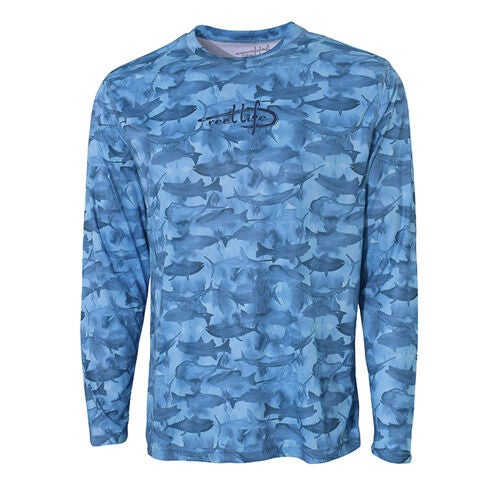 Reel Life Men's Long Sleeve Many Fish Print UV Tee