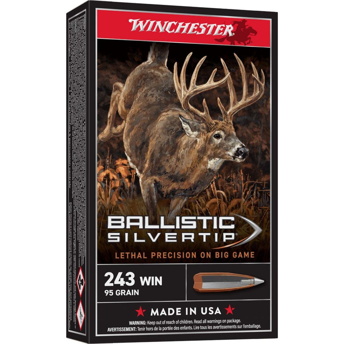 Winchester Ballistic Silvertip 243 Winchester 95 Grain Rifle Ammunition