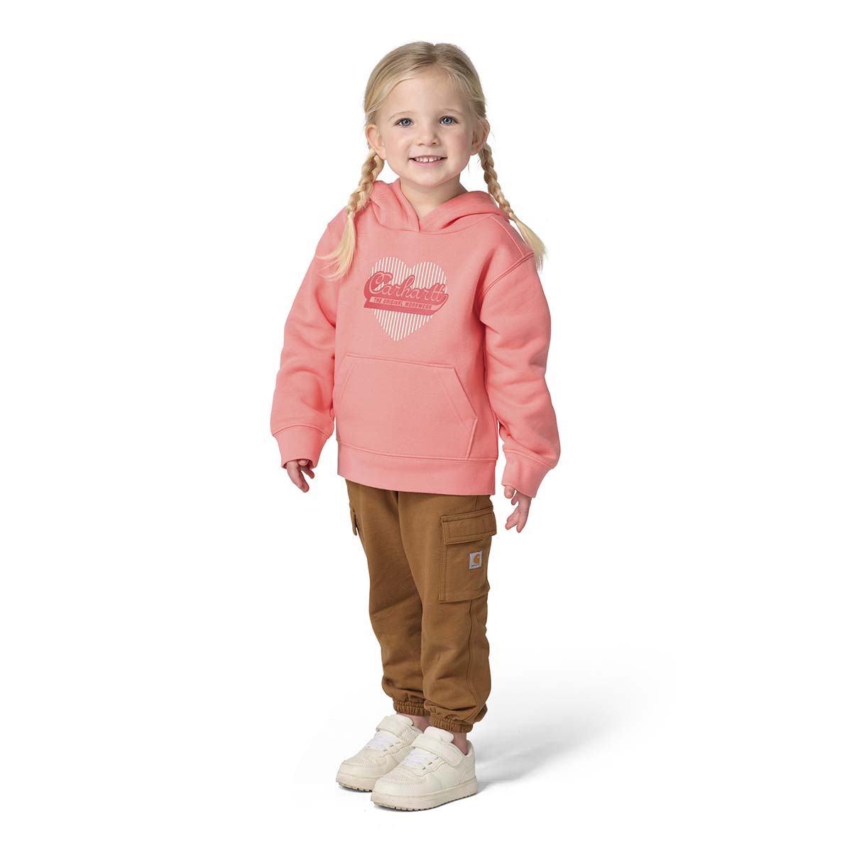 Carhartt Girl's Toddler Shell Pink Long Sleeve Heart Logo Sweatshirt