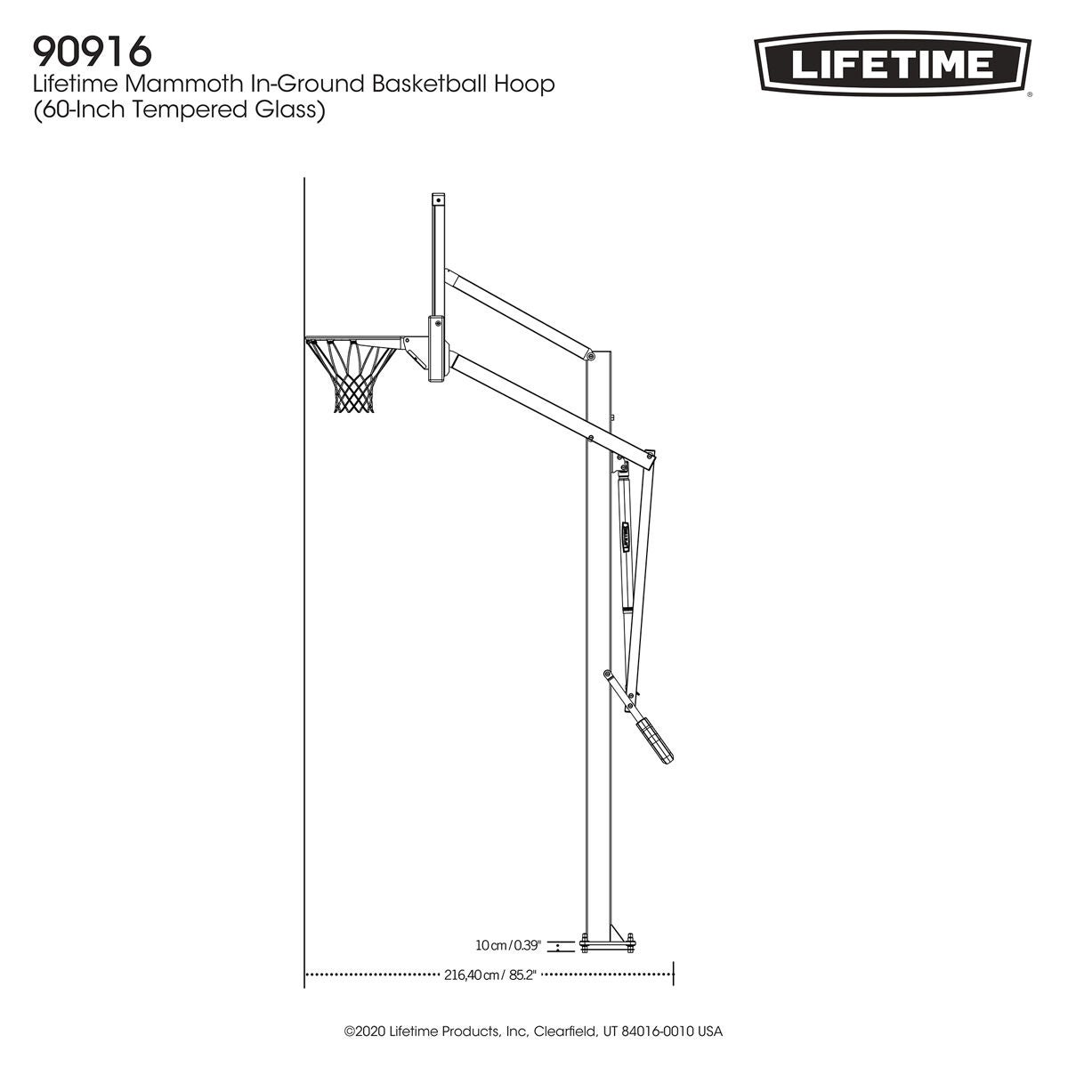 Mammoth 60" 90916 Glass In-Ground Basketball System