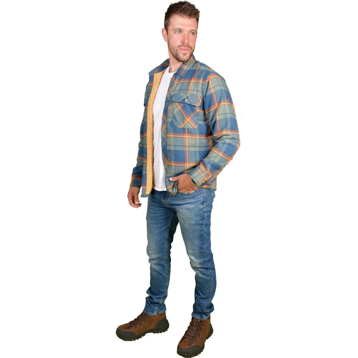 Canada Weather Gear Men's Sherpa Lined Flannel Shirt
