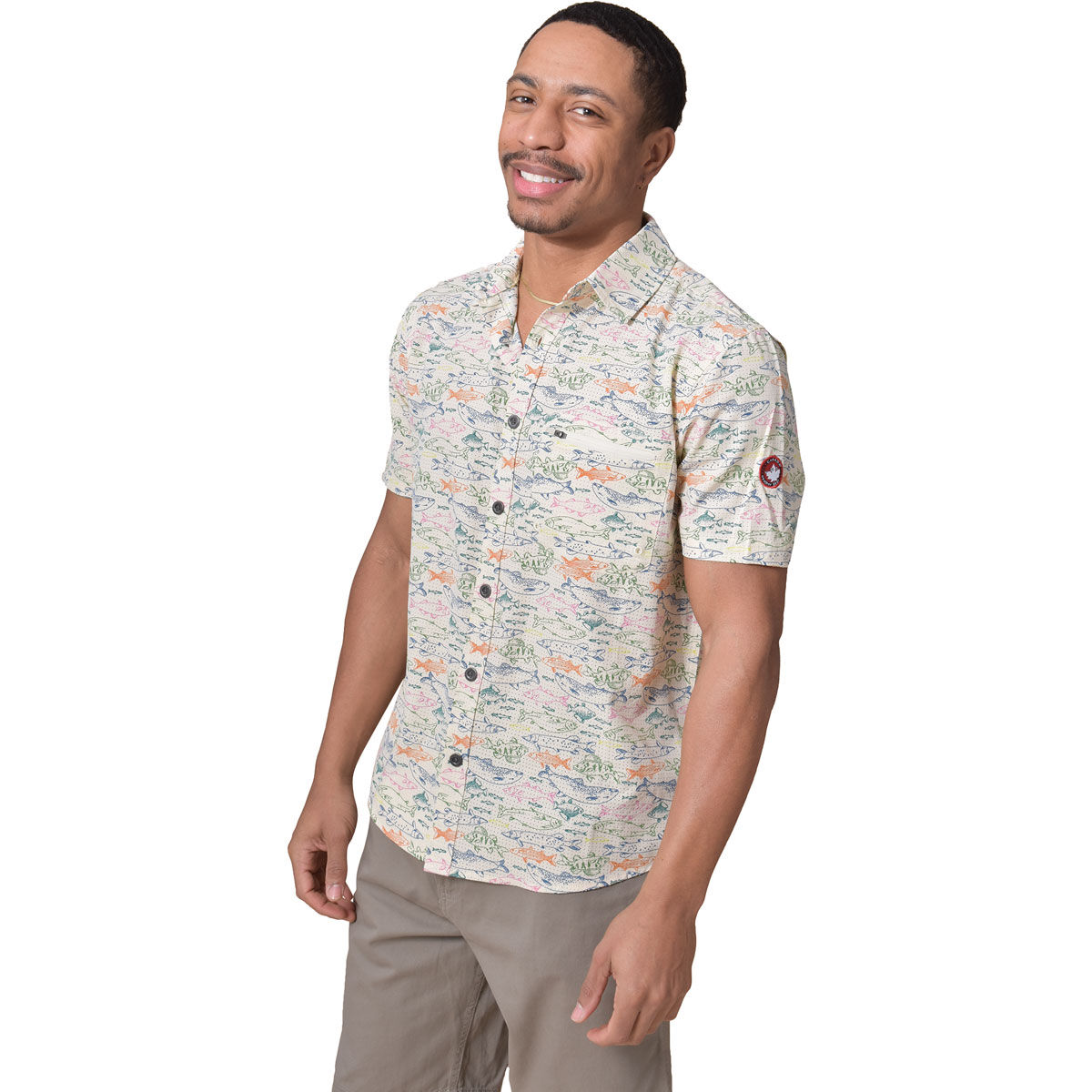 Canada Weather Gear Men's Short Sleeve Print Woven Top