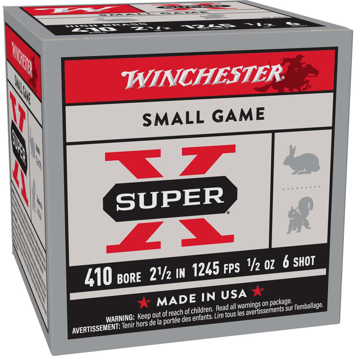 Winchester Super-X .410 Bore 2-1/2" 6 Shot Small Game Shotshells (25-Count)