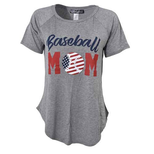 Flawless Women's Short Sleeve Baseball Mom Americana Tee
