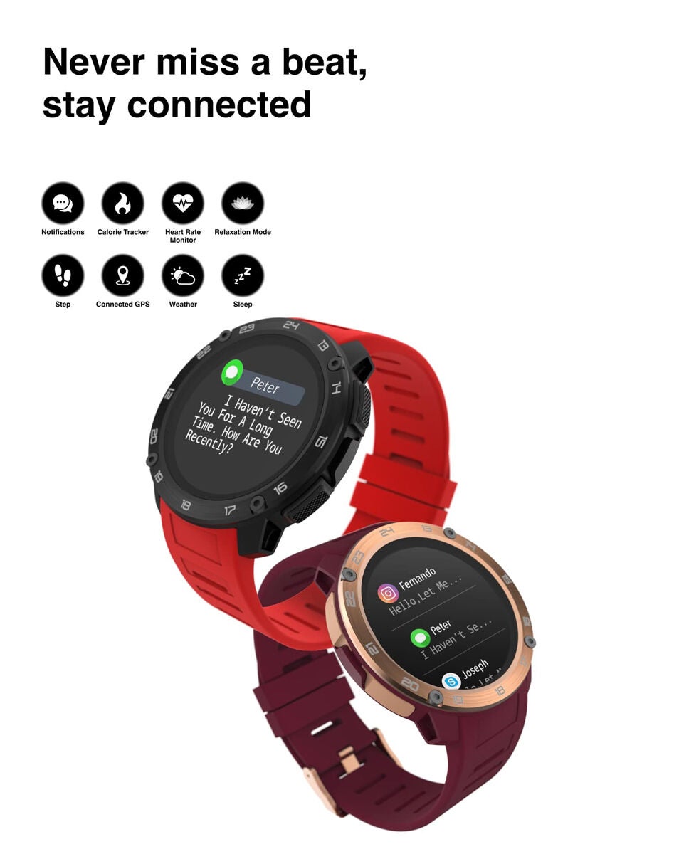 Itouch Explorer Smartwatch: Rose Gold Case and Merlot Silicone Strap