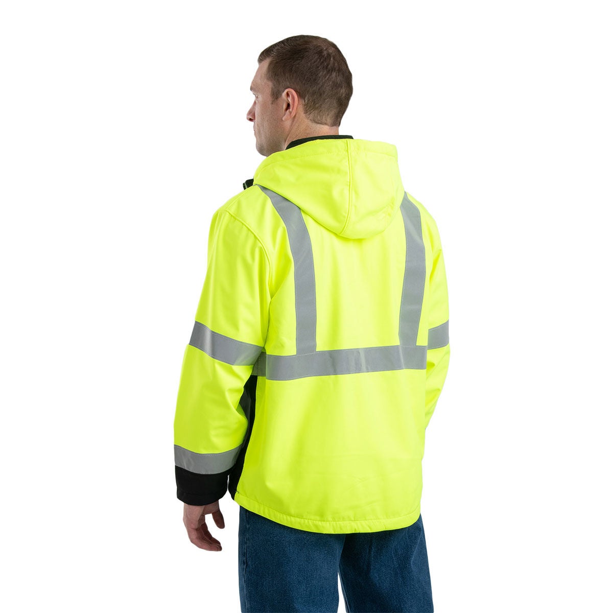 Berne Men's Hi Vis Class 3 Hooded Softshell Jacket