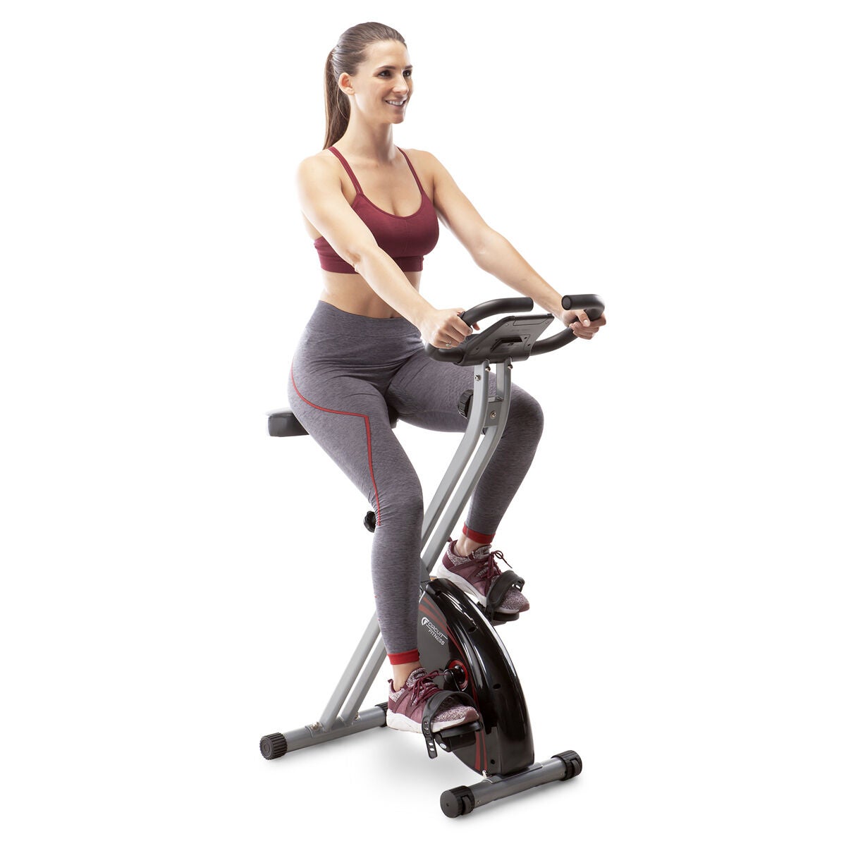 Circuit Fitness Folding Upright Exercise Bike with Adjustable Resistance