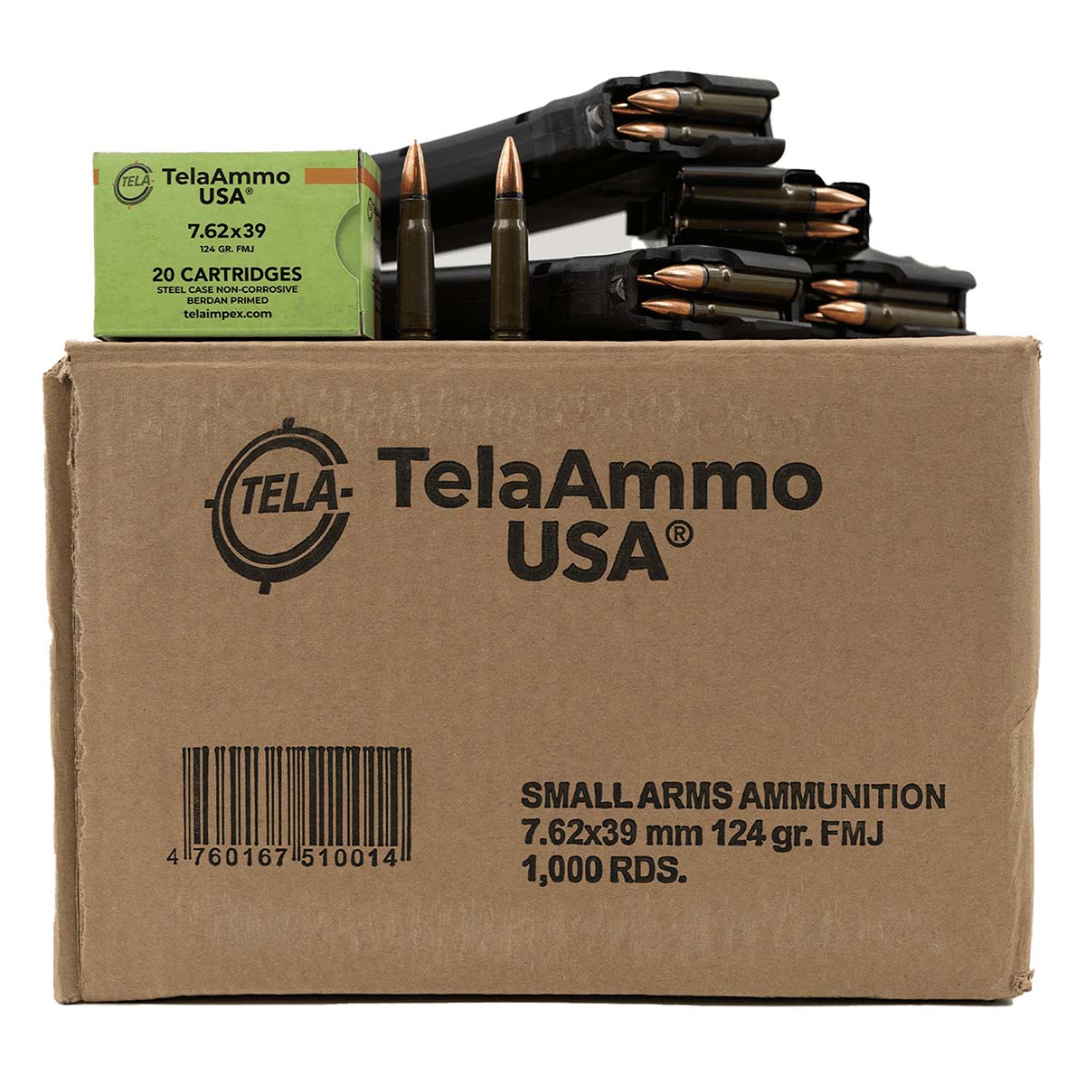 Tela Ammo 7.62x39 124 Grain Full Metal Jacket Steel Case Rounds
