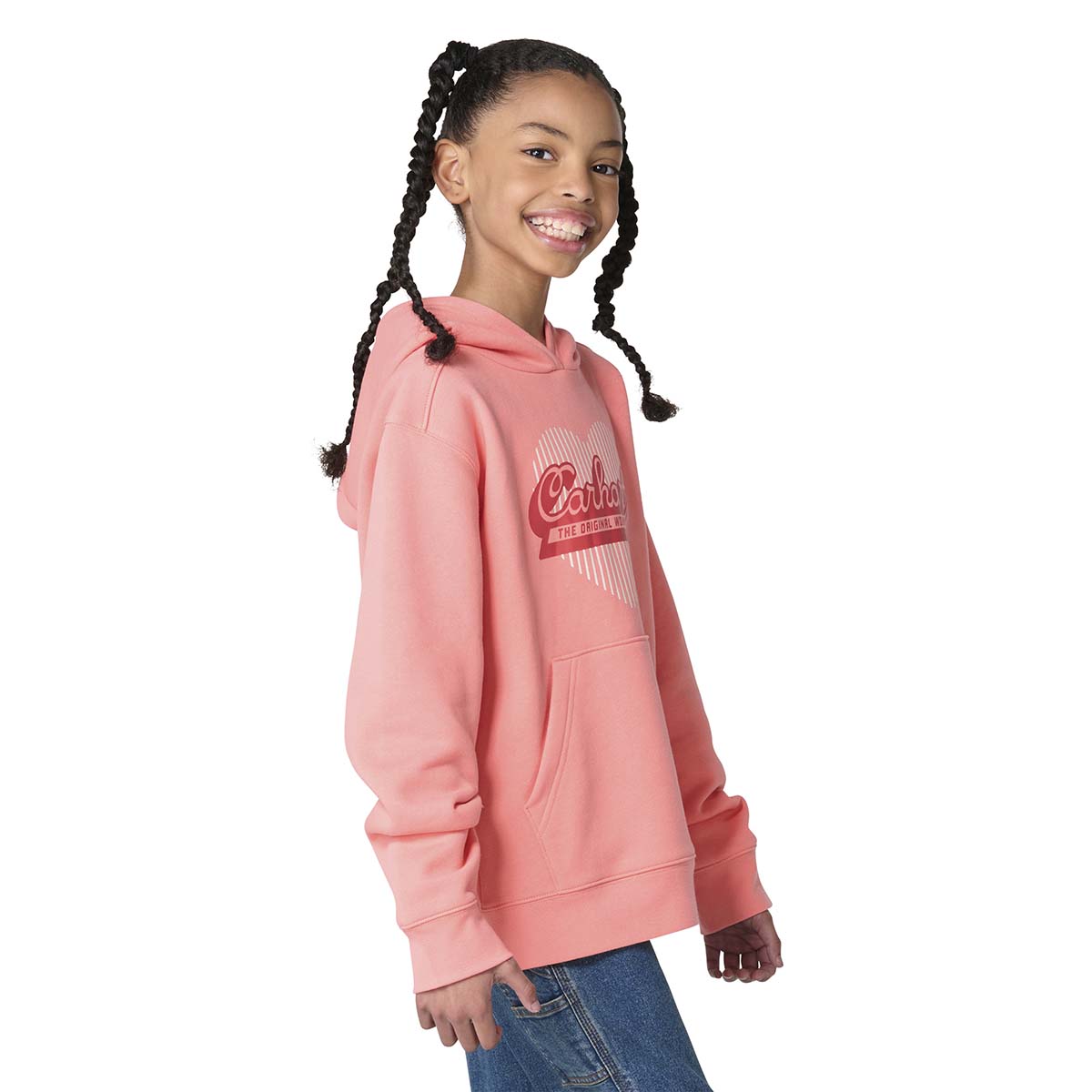 Carhartt Girl's Shell Pink Long Sleeve Heart Logo Sweatshirt